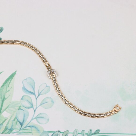 "Elegant Rose Gold Bracelet with Sparkling U-Shaped Center Charm, XPBL0734 - Picture 5 of 12